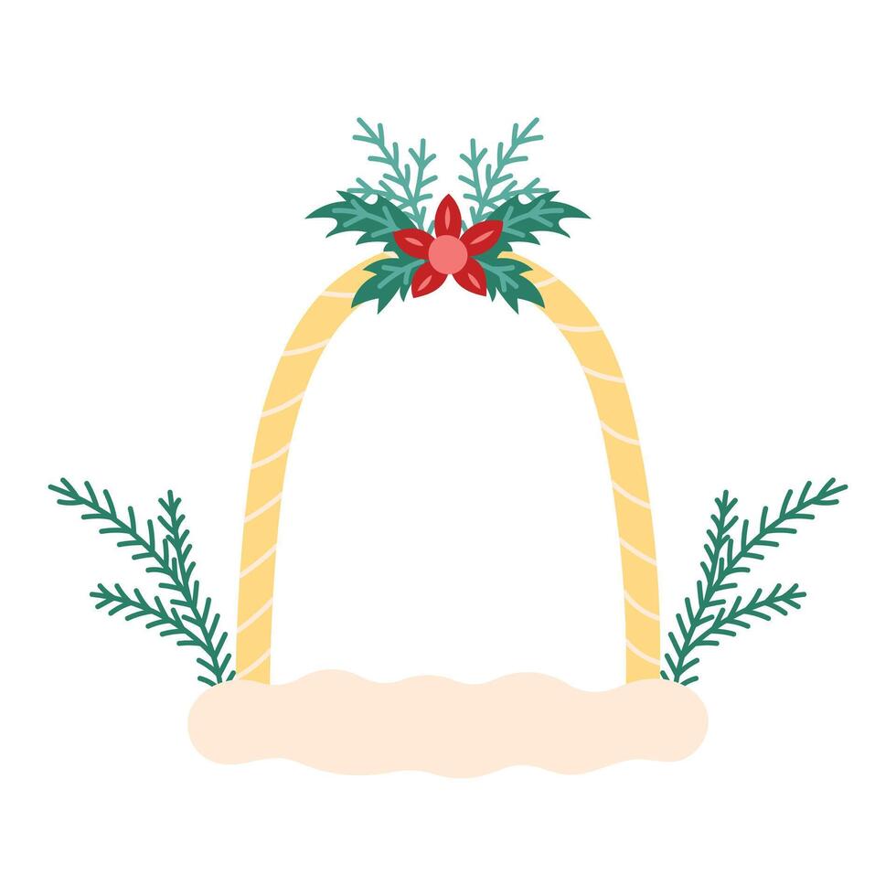 Christmas arch with branches and poinsettia. Isolated element for design of cards, patterns, banners. Christmas and New Year. illustration. vector
