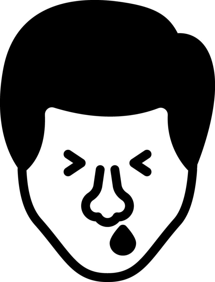 Solid black icon for runny nose vector