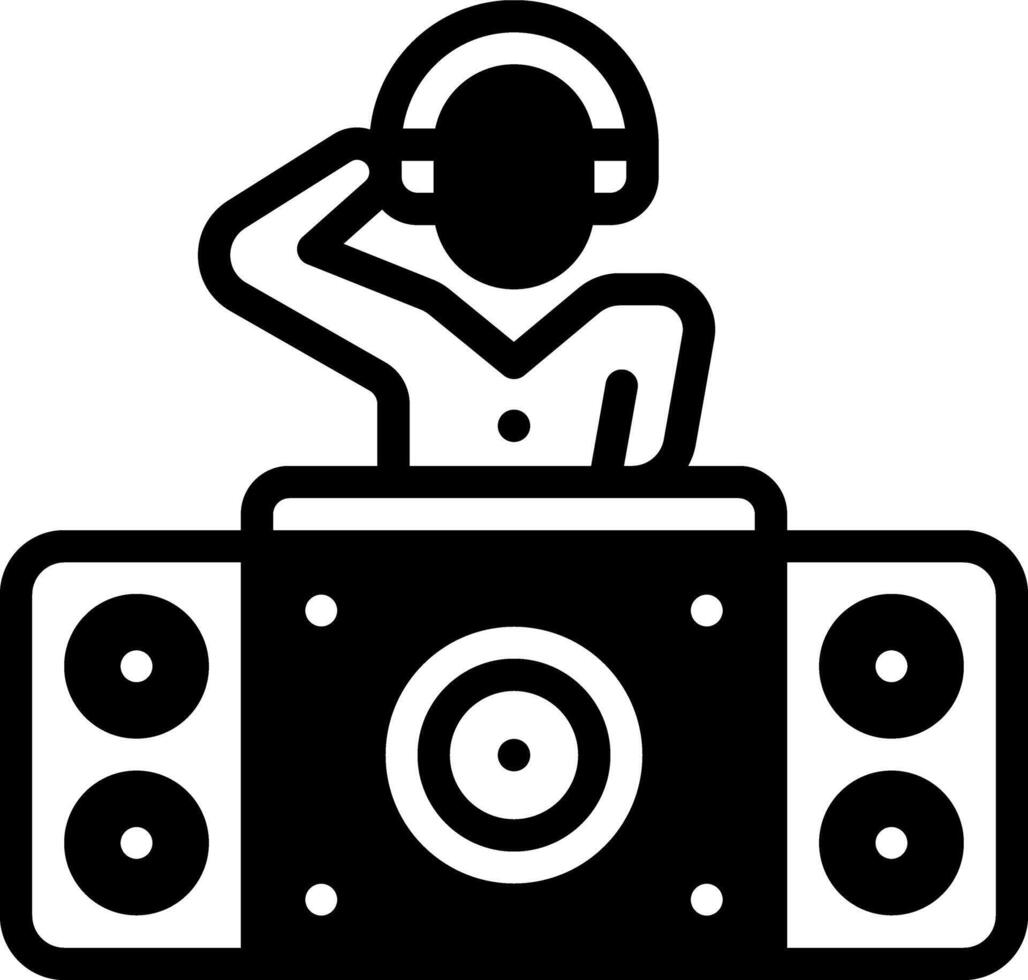 Solid black icon for deejay vector