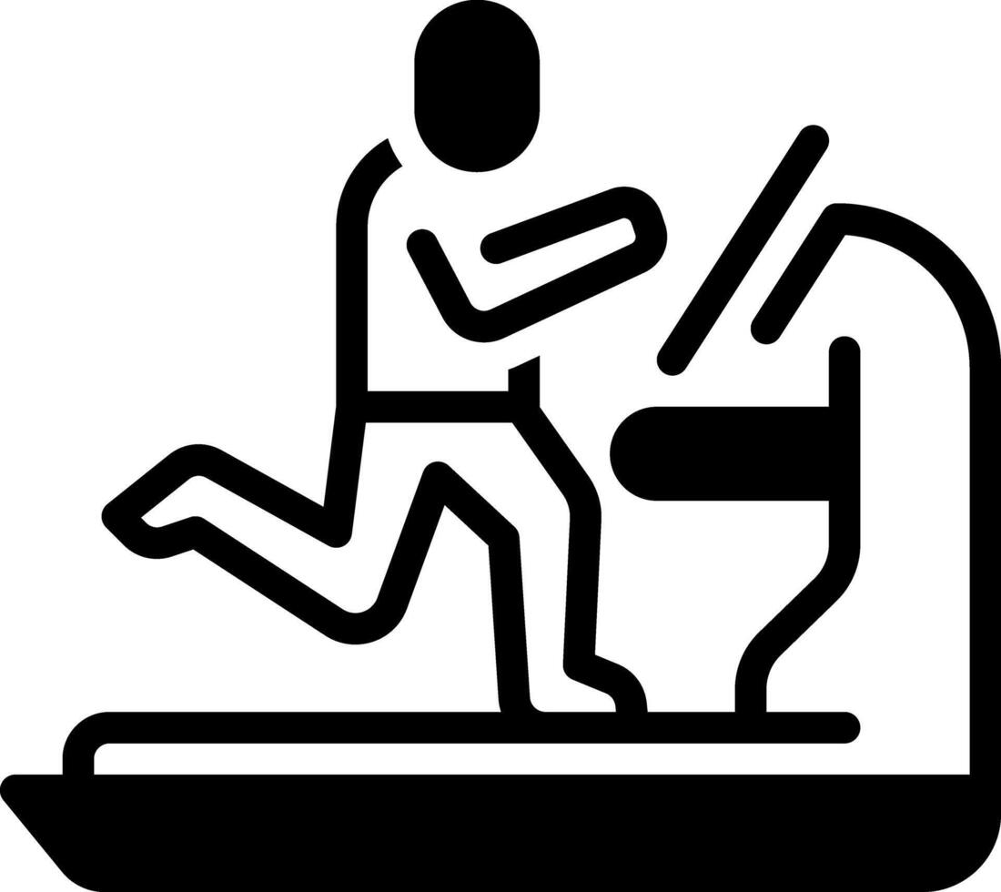 Solid black icon for treadmill vector