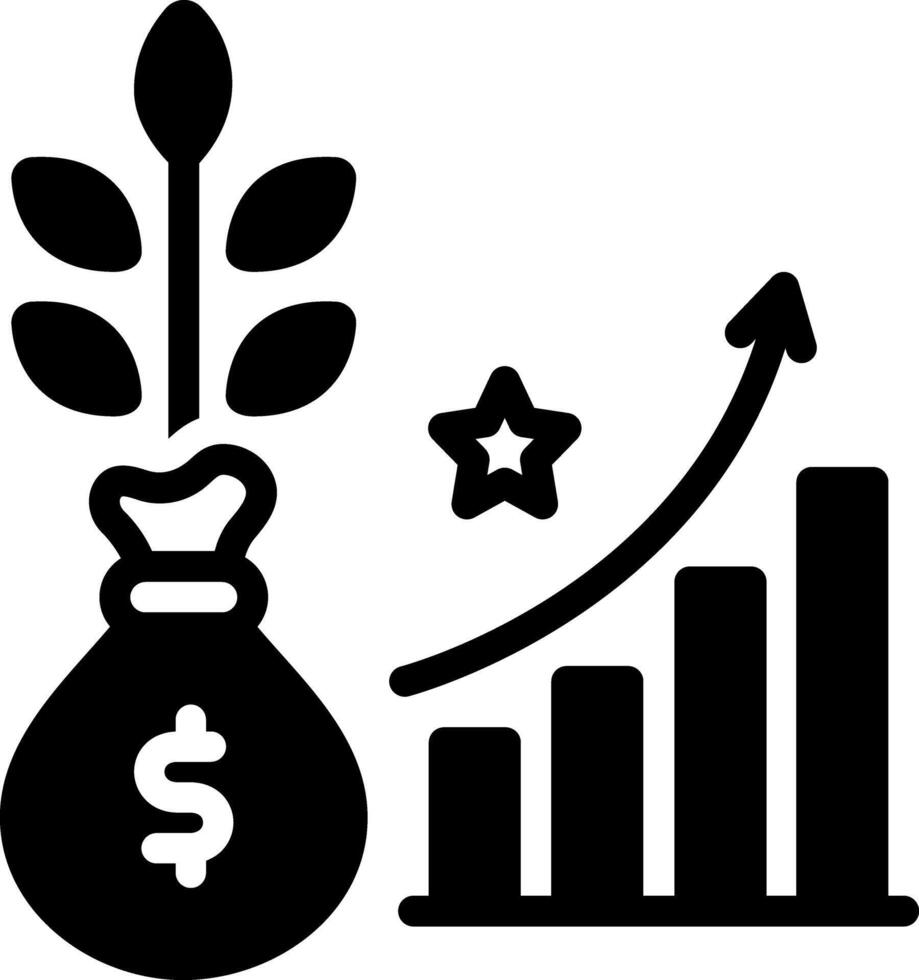 Solid black icon for investment vector