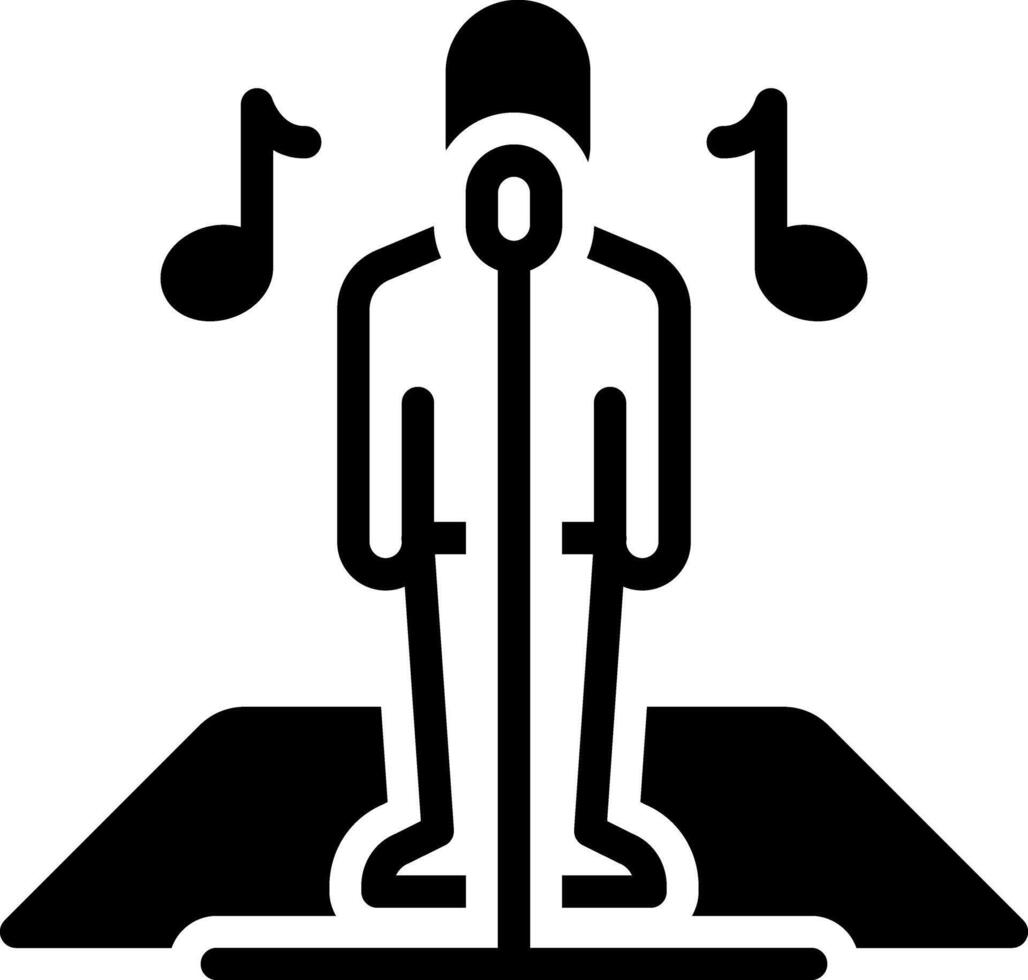Solid black icon for singing vector