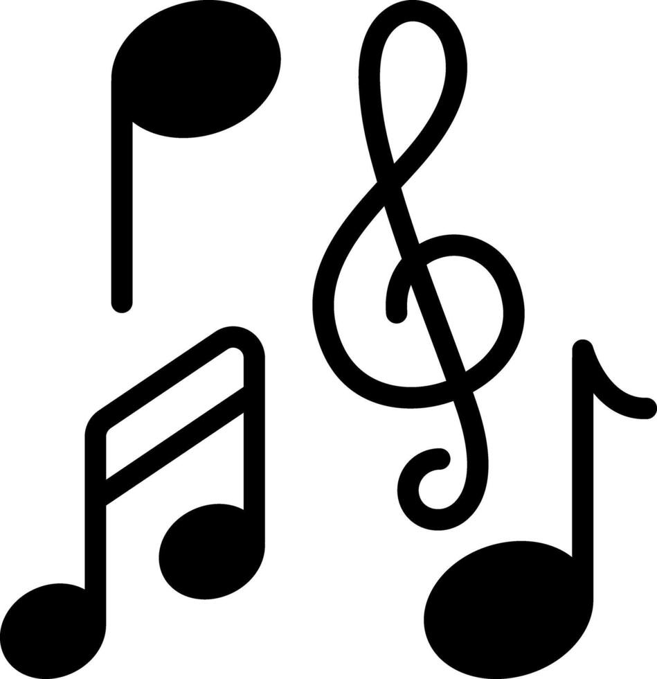 Solid black icon for musical note vector