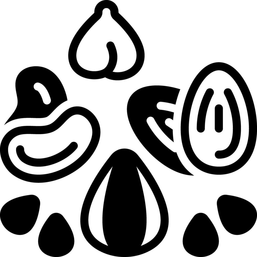 Solid black icon for nuts vector