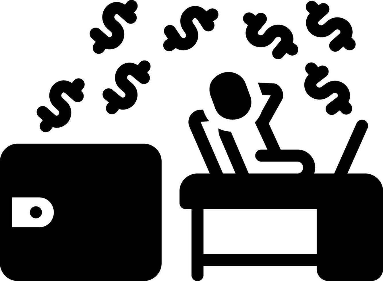 Solid black icon for passive income vector