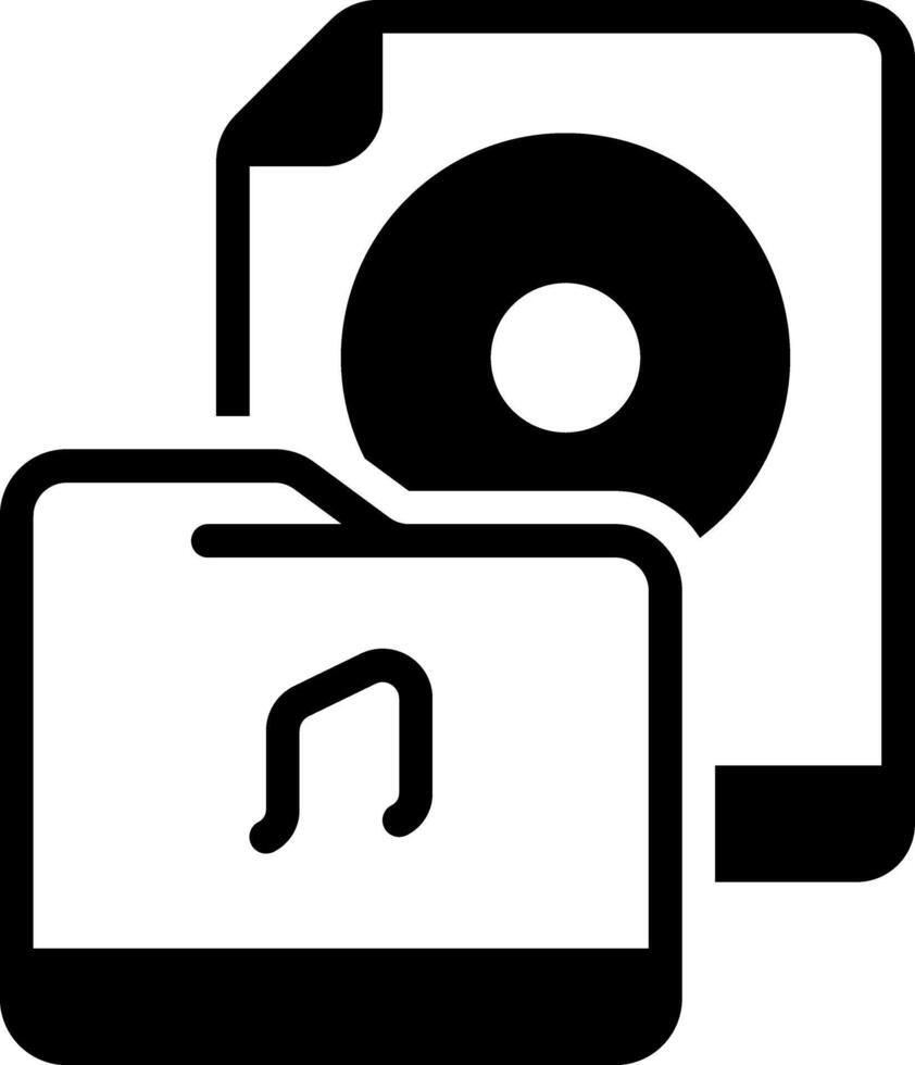 Solid black icon for music file vector