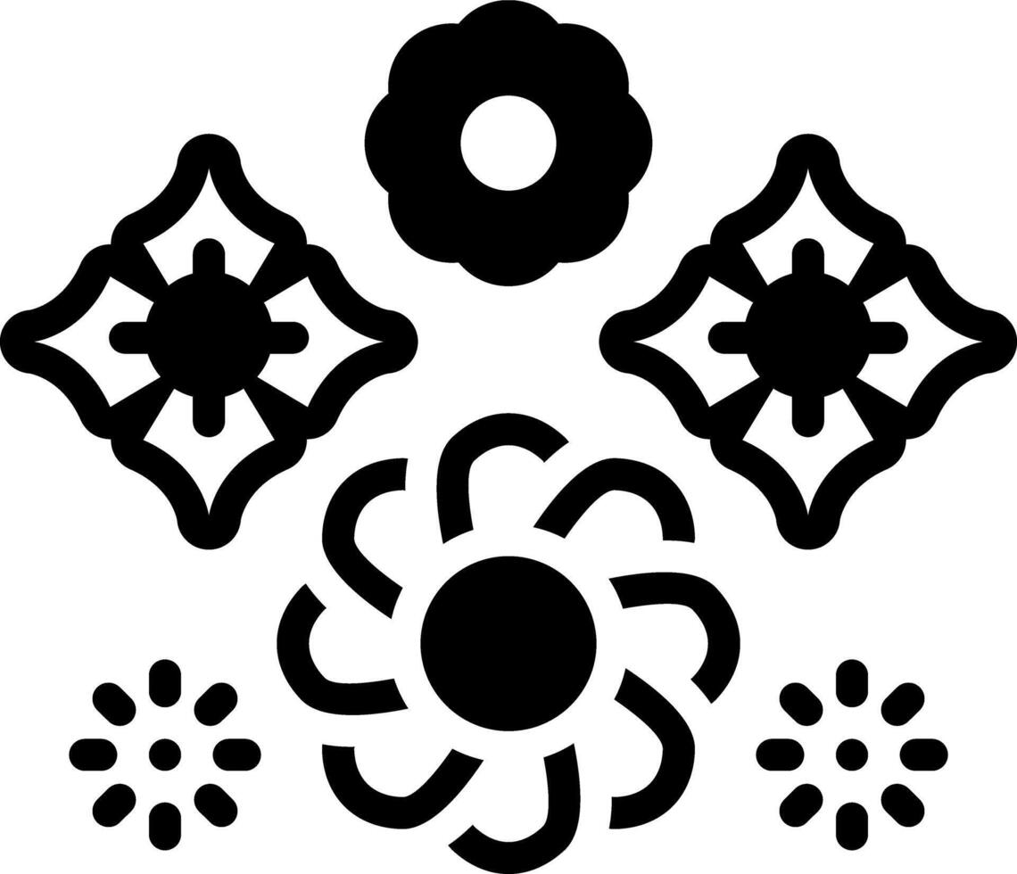 Solid black icon for flowers vector