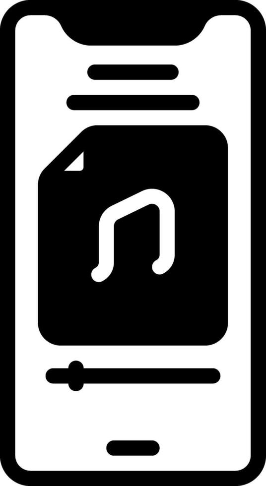 Solid black icon for music file vector