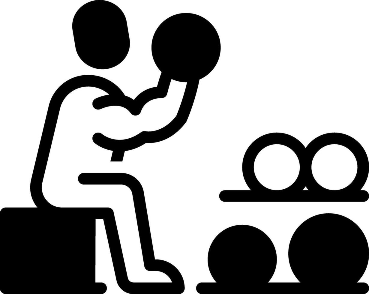 Solid black icon for biceps curl vector