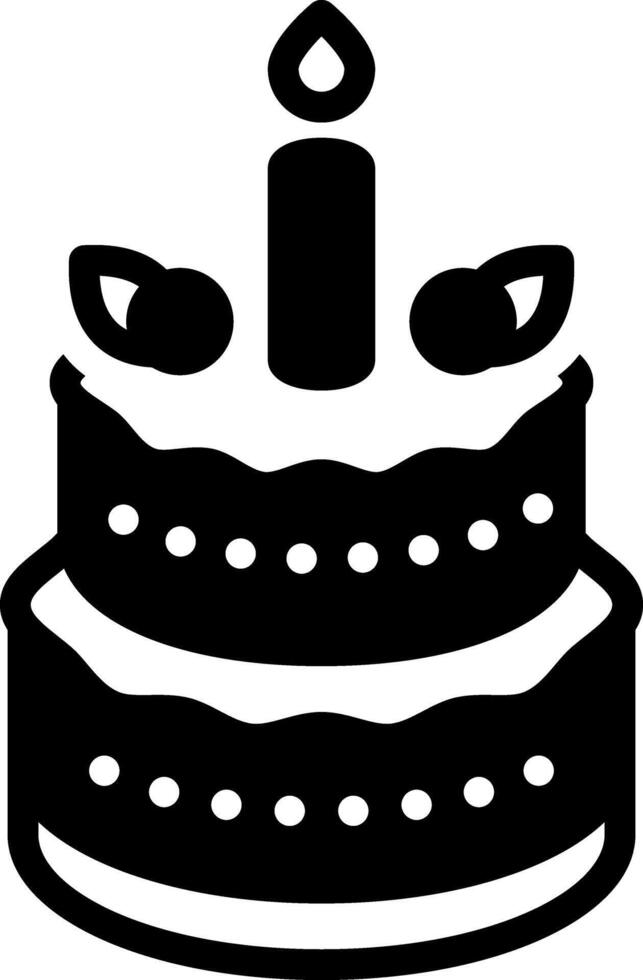 Solid black icon for cake vector