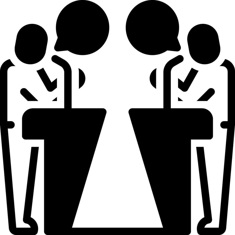 Solid black icon for debate vector