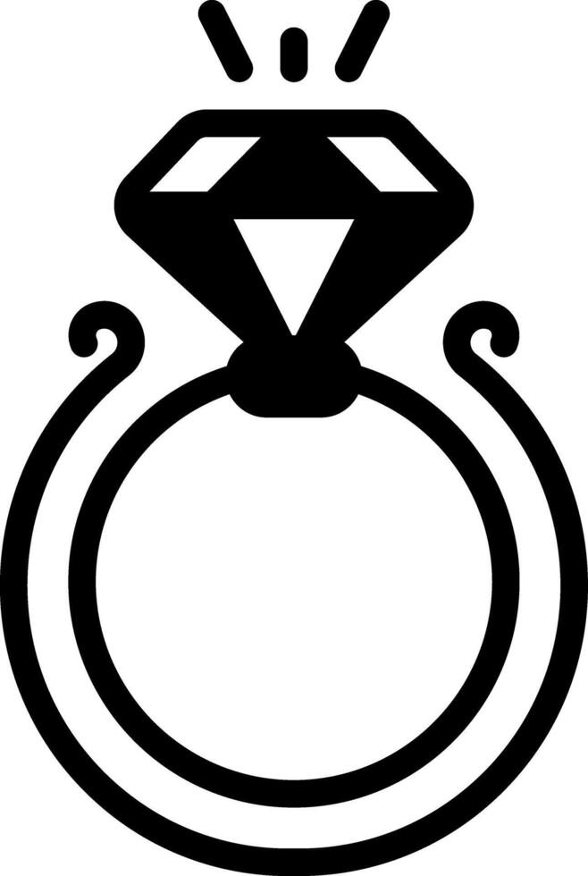 Solid black icon for diamond ring vector