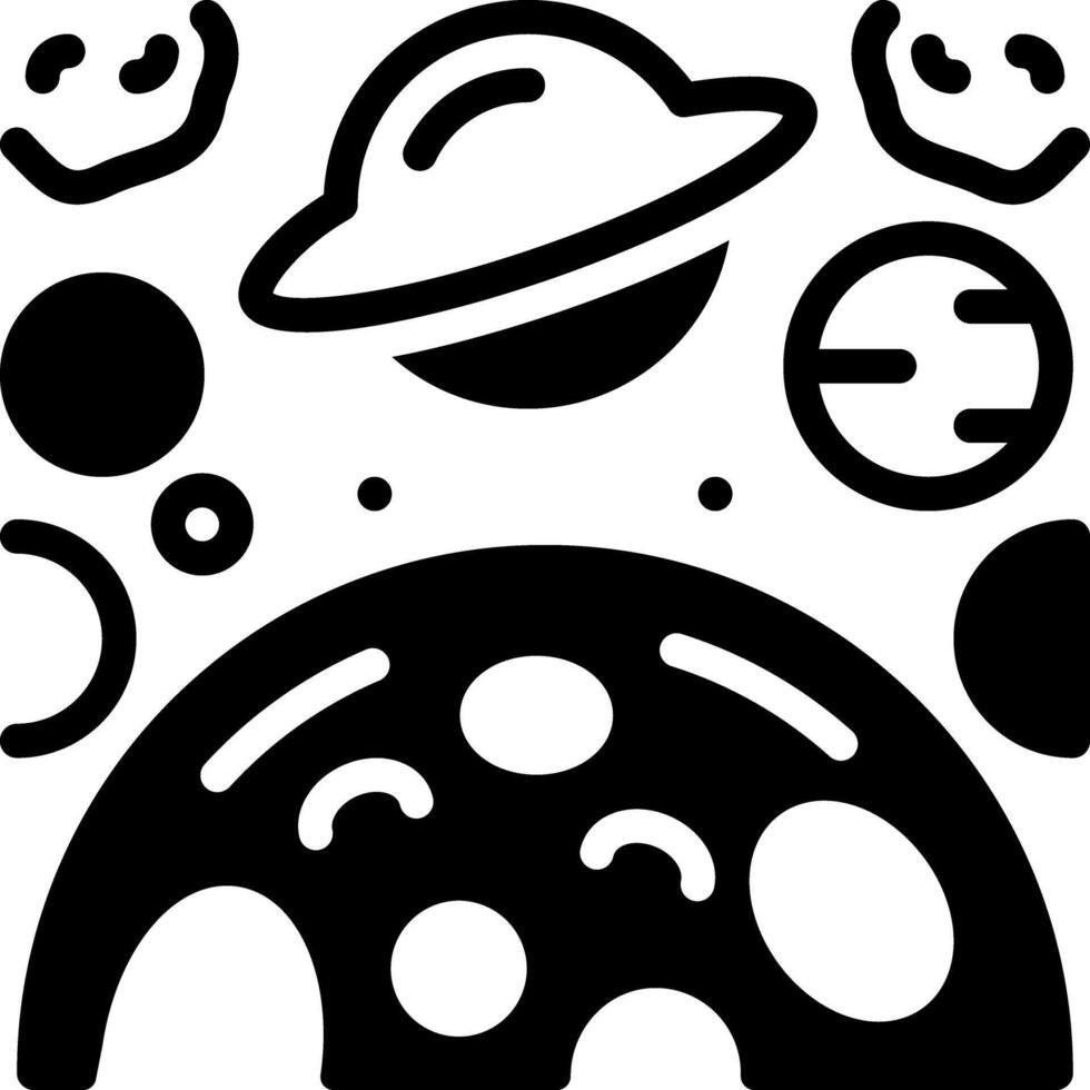 Solid black icon for planet vector