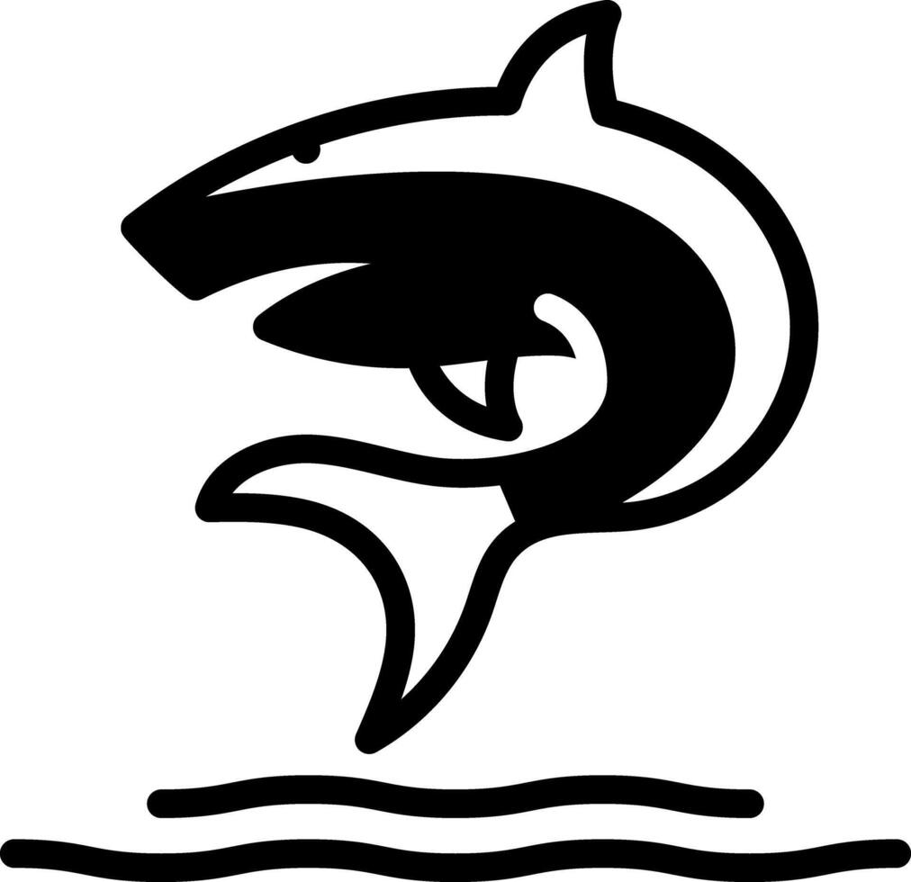 Solid black icon for shark vector