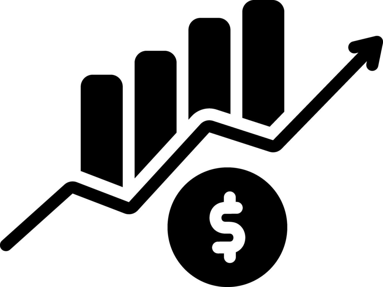 Solid black icon for stack market vector