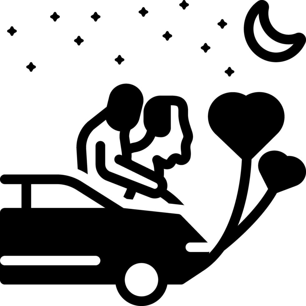 Solid black icon for romantic night vector