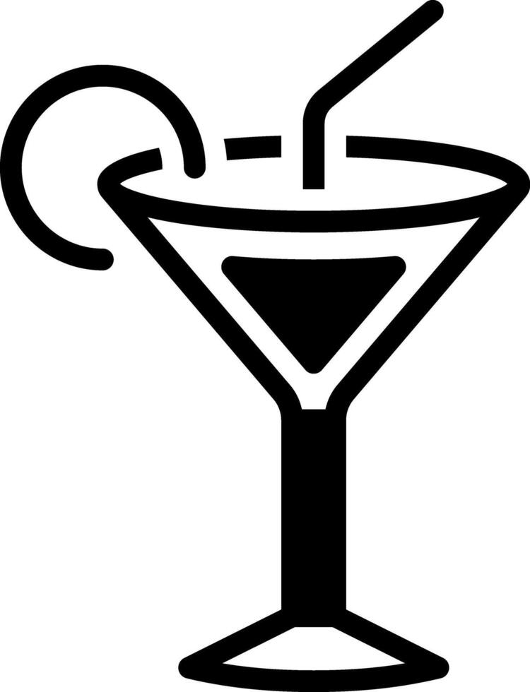 Solid black icon for cocktail vector
