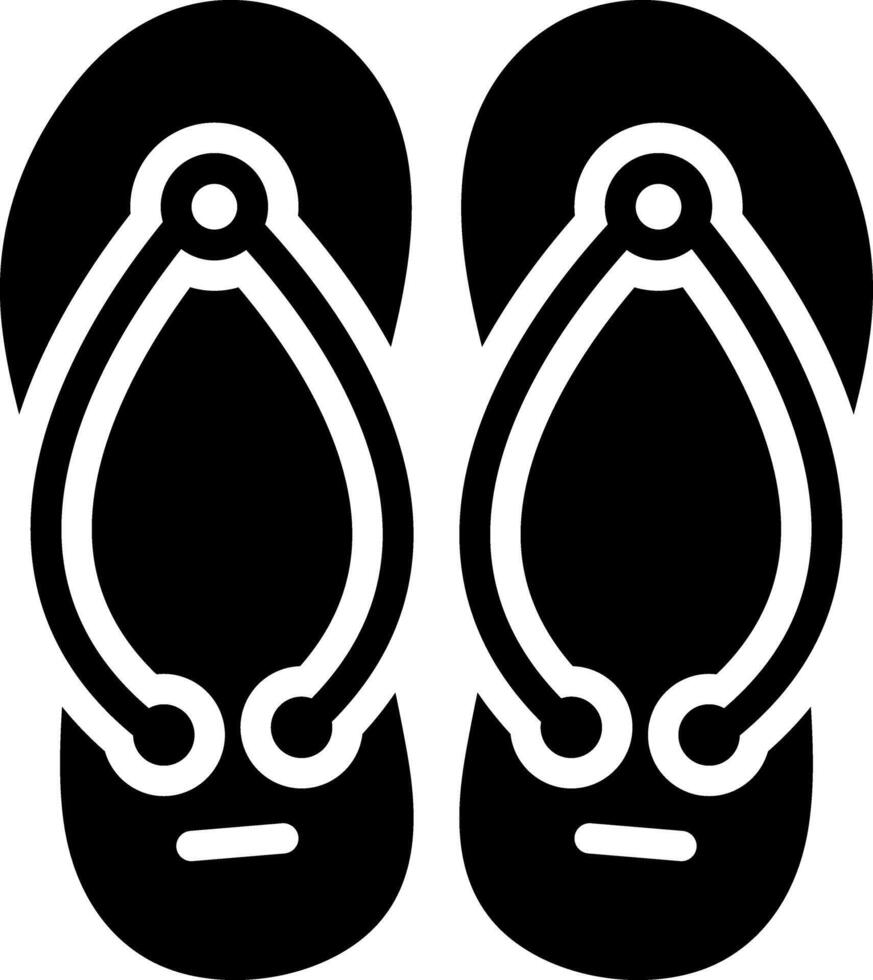 Solid black icon for flip flops vector