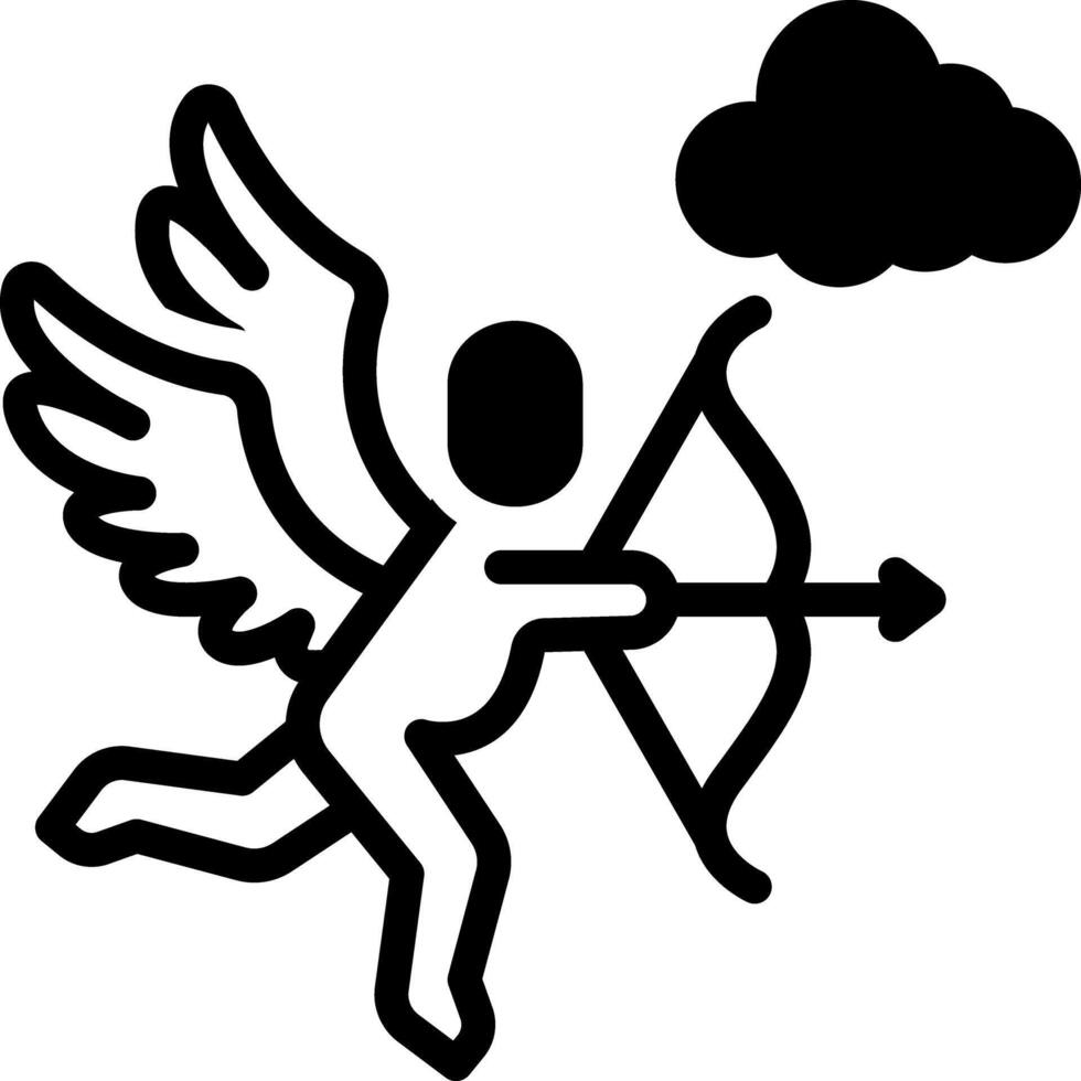 Solid black icon for cupid vector