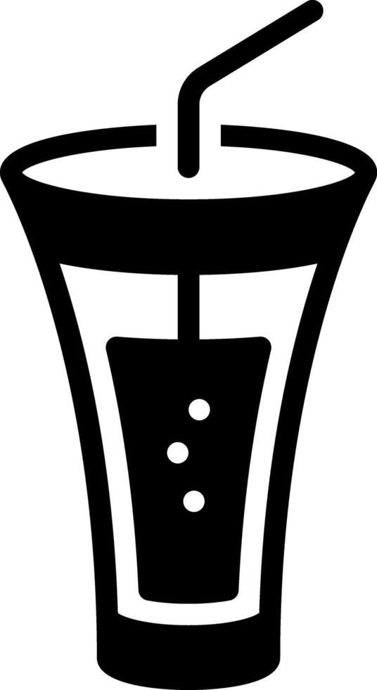 Solid black icon for glass with straw vector