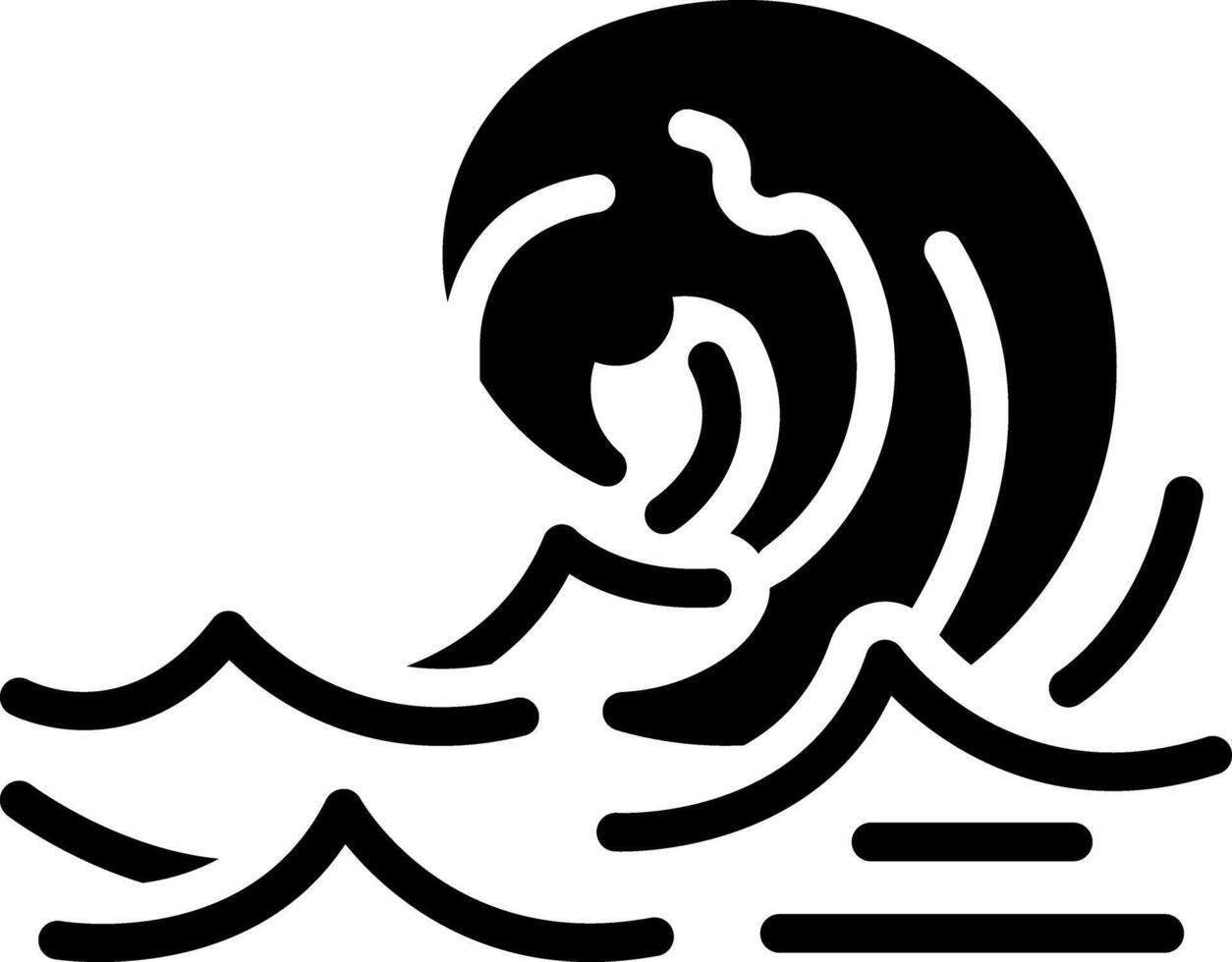 Solid black icon for waves vector