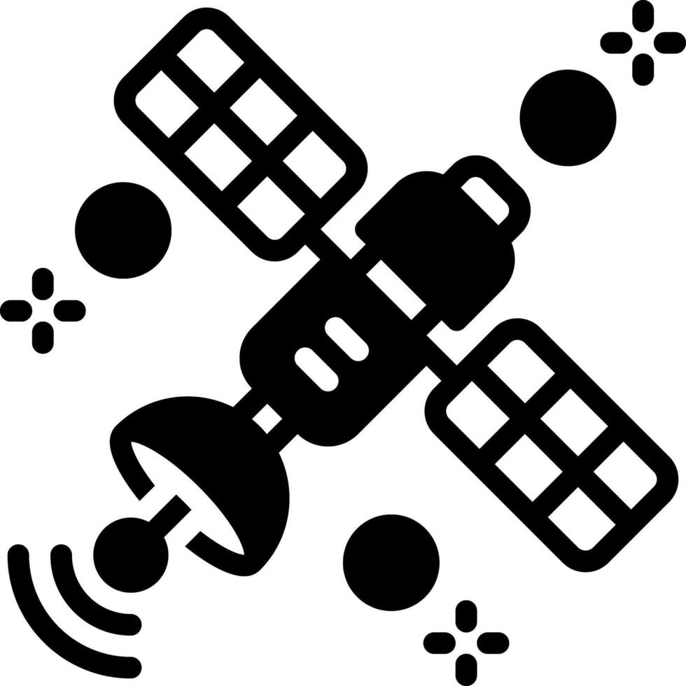 Solid black icon for satellite vector