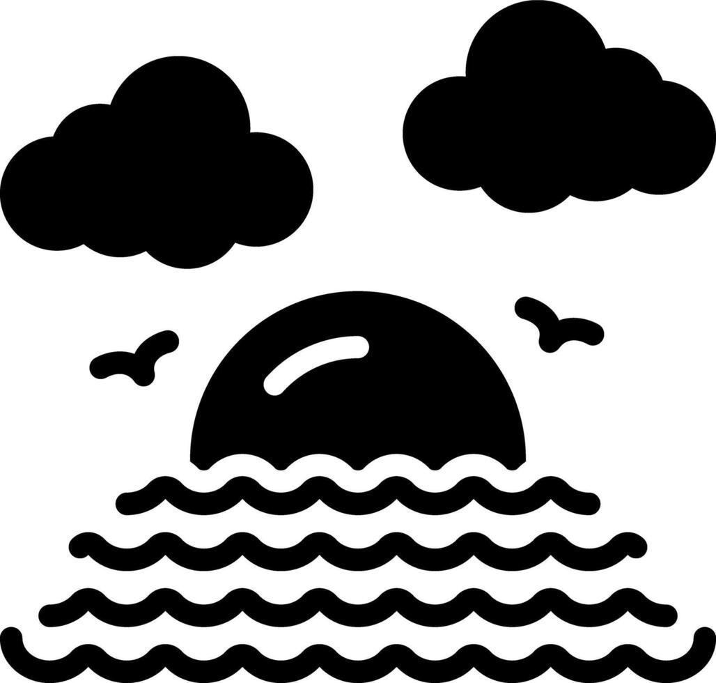 Solid black icon for ocean vector