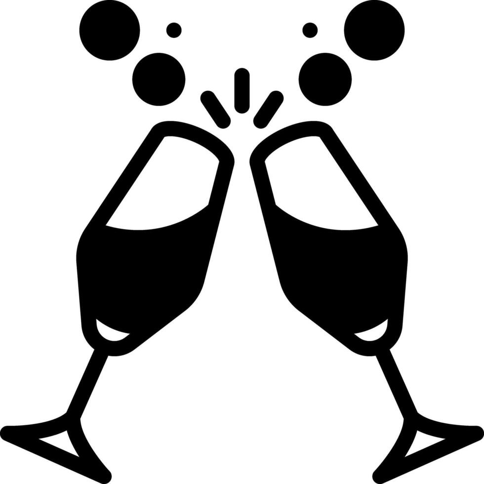 Solid black icon for champagne vector
