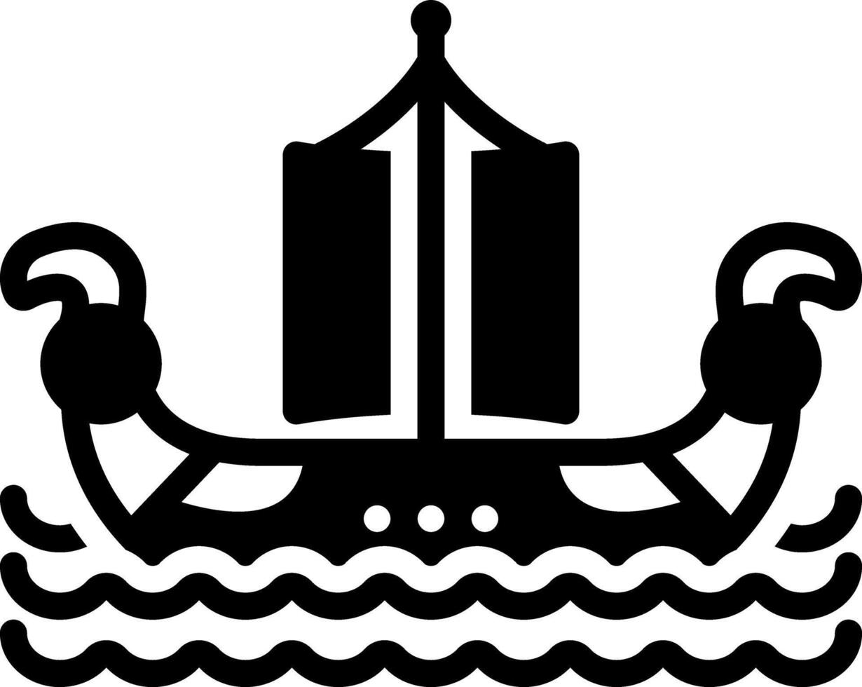 Solid black icon for boat turtle vector
