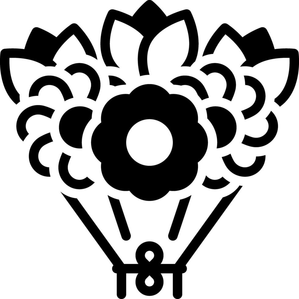 Solid black icon for bouguet flower vector