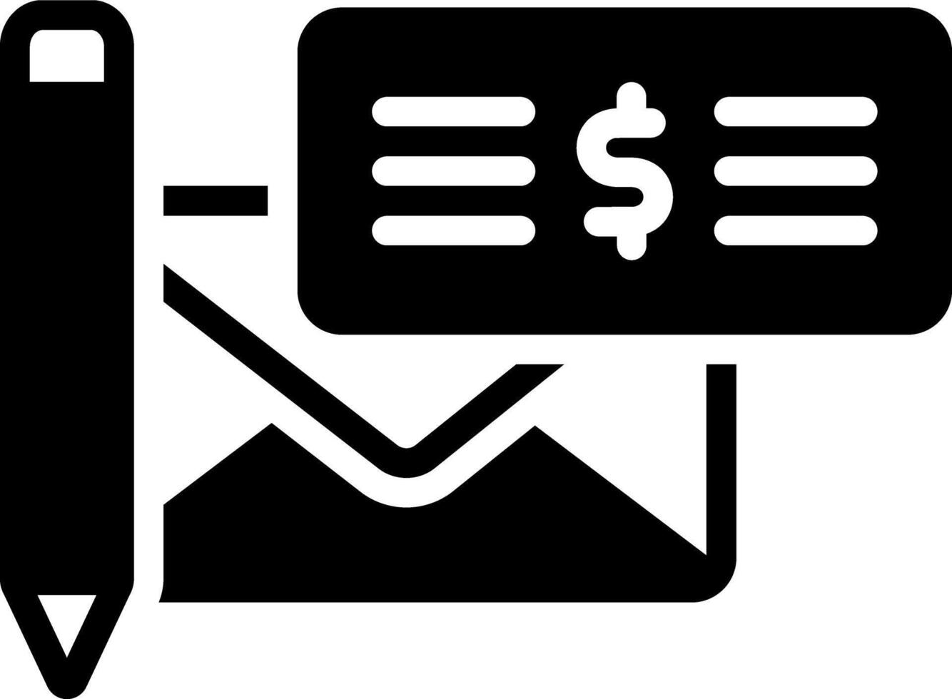 Solid black icon for paycheck vector