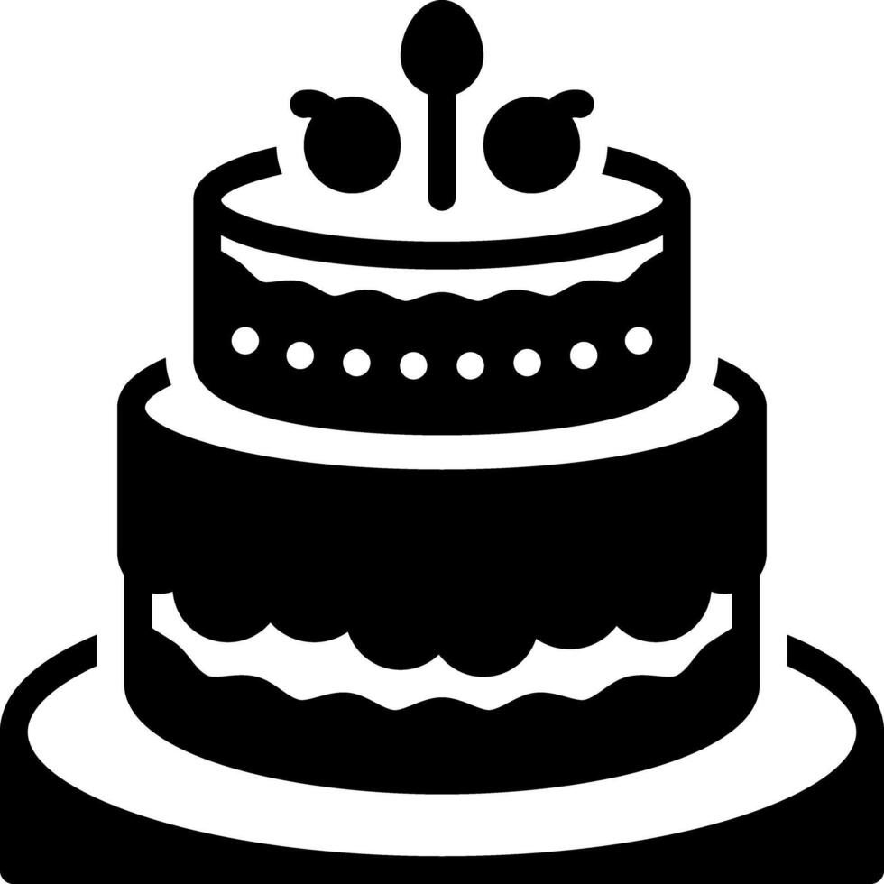 Solid black icon for cake vector