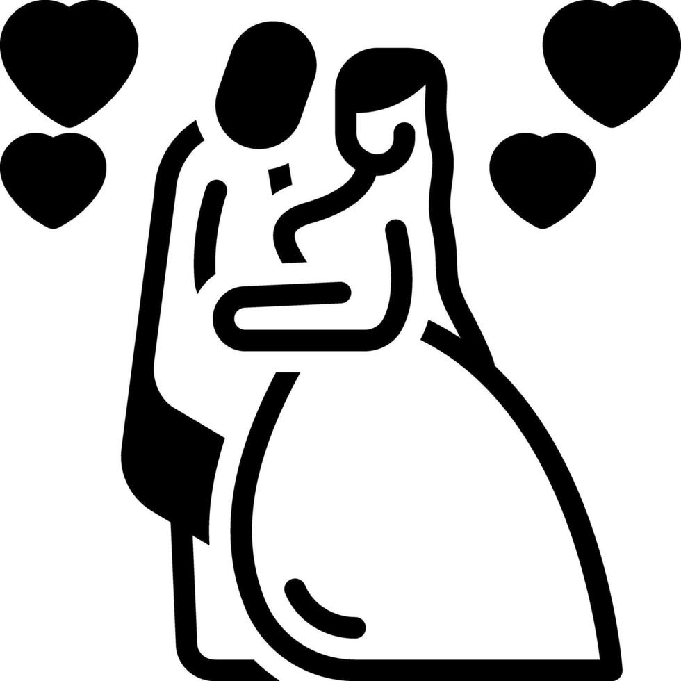 Solid black icon for wedding vector