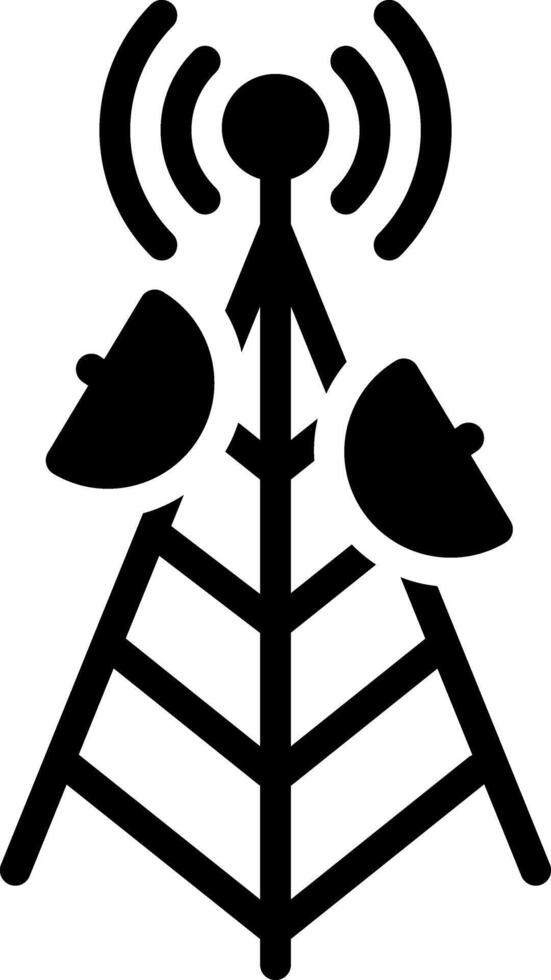 Solid black icon for antenna vector