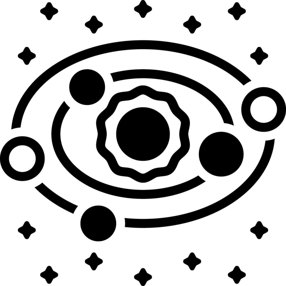Solid black icon for solar system vector