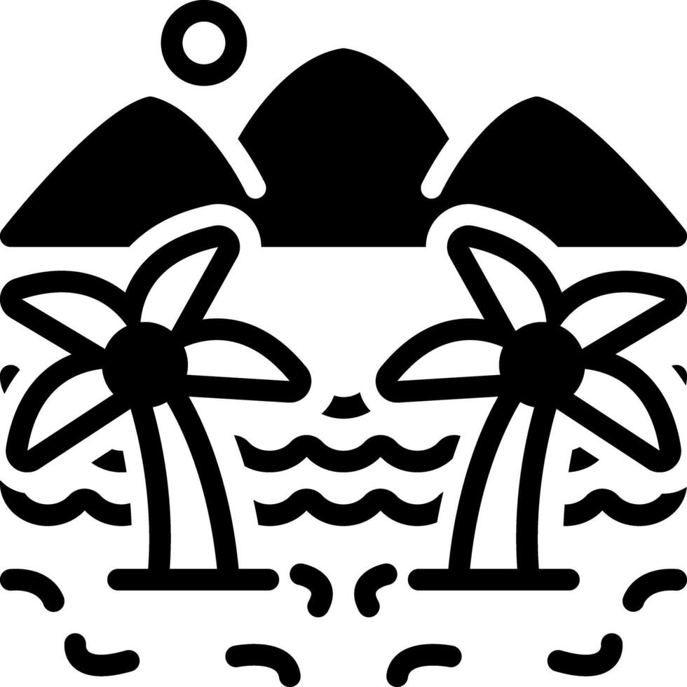 Solid black icon for beach vector
