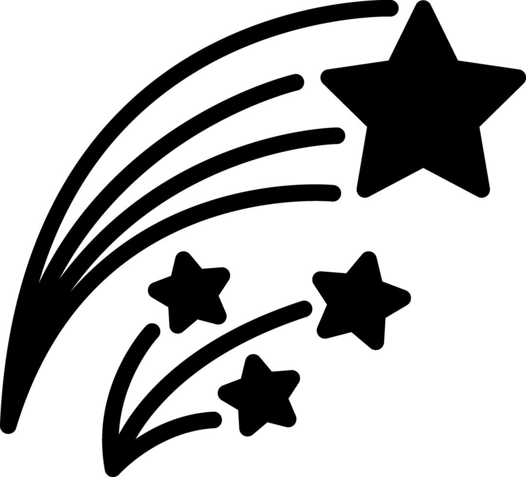 Solid black icon for shooting star vector