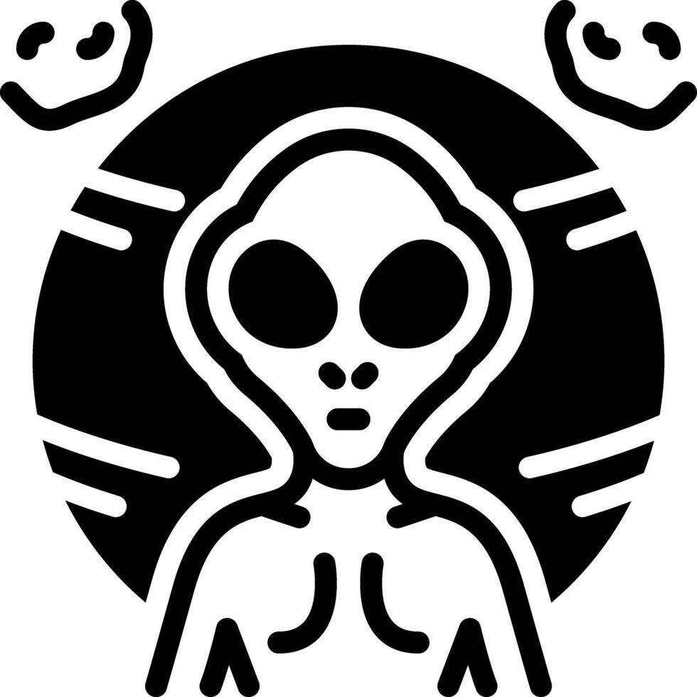 Solid black icon for alien vector