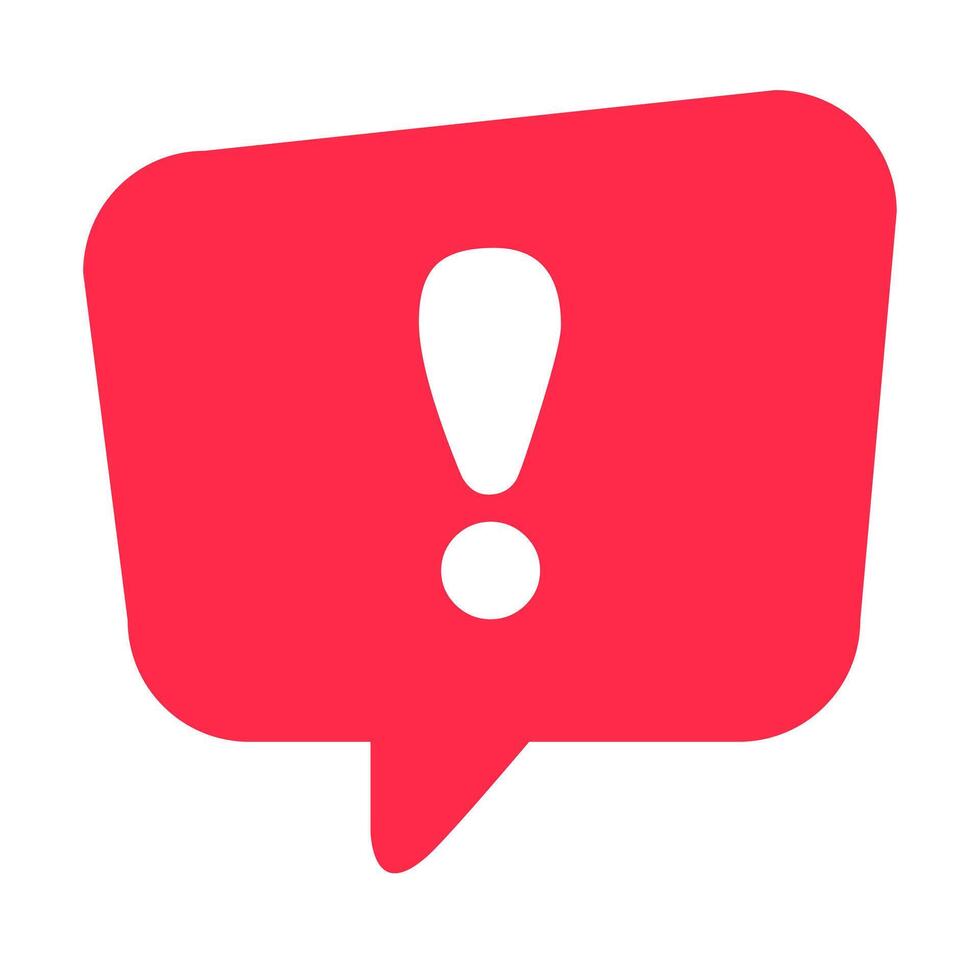 Exclamation icon attention logo warning speech bubble important round mark. vector