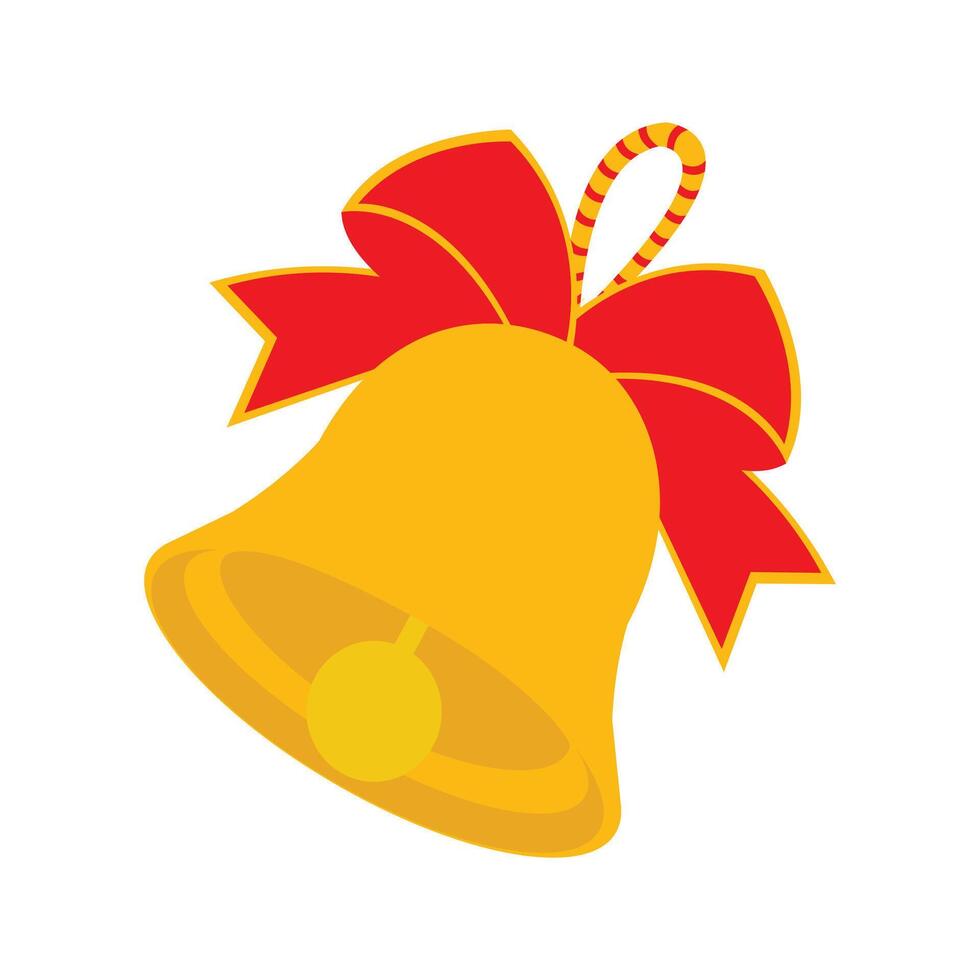 Jingle Bell With Red Ribbon Icon vector