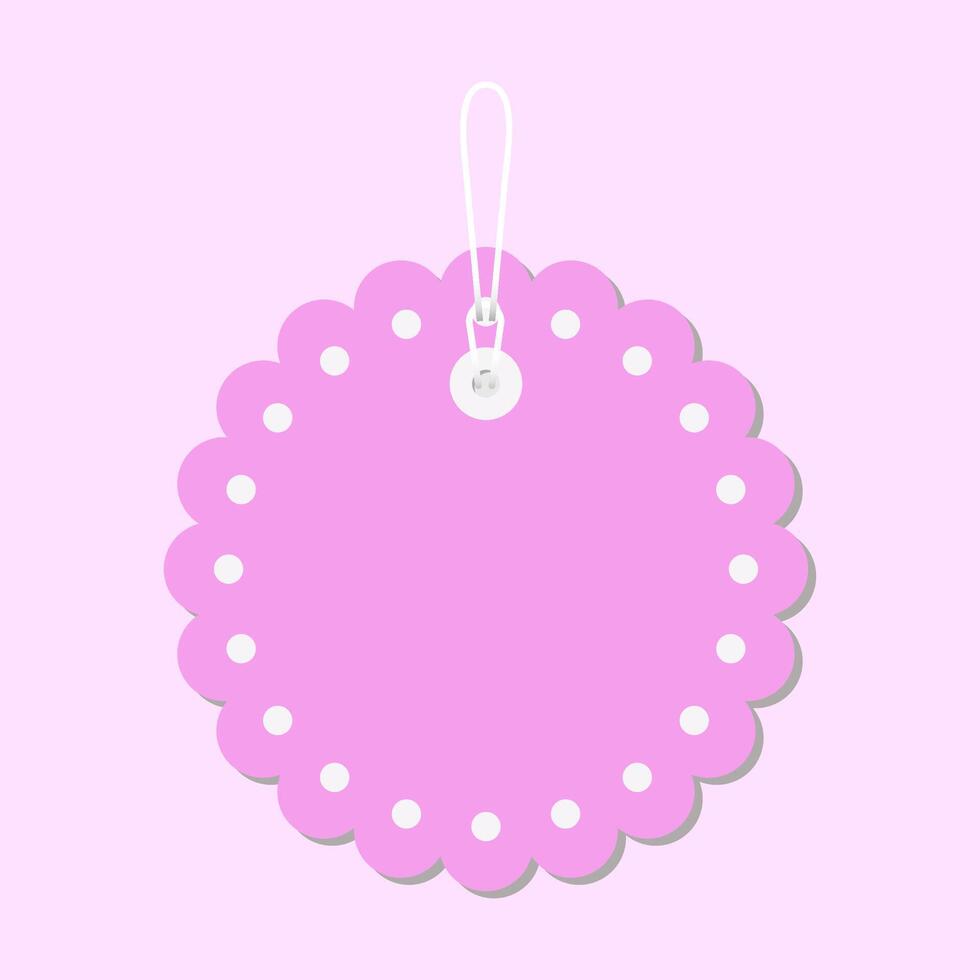 Scalloped Edge Pink Hanging Tag Icon vector