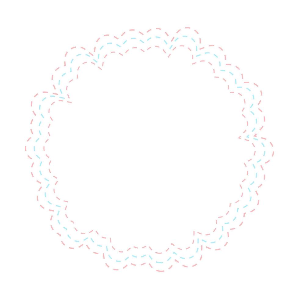 Round Scalloped Dashed Ornamental Frame vector