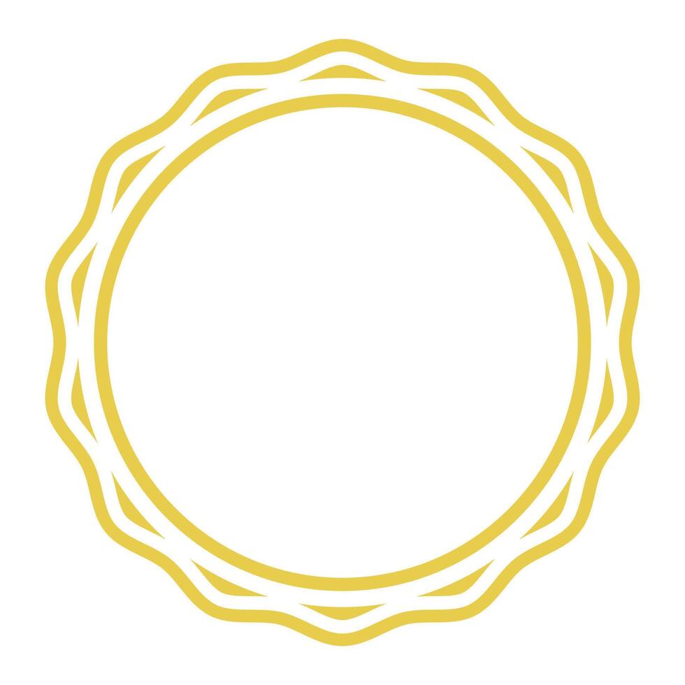 Golden Scallop Shaped Round Ornamental Border Frame vector