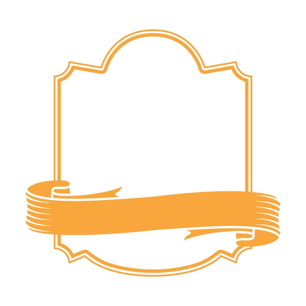 Golden Plaque Border With Ribbon vector