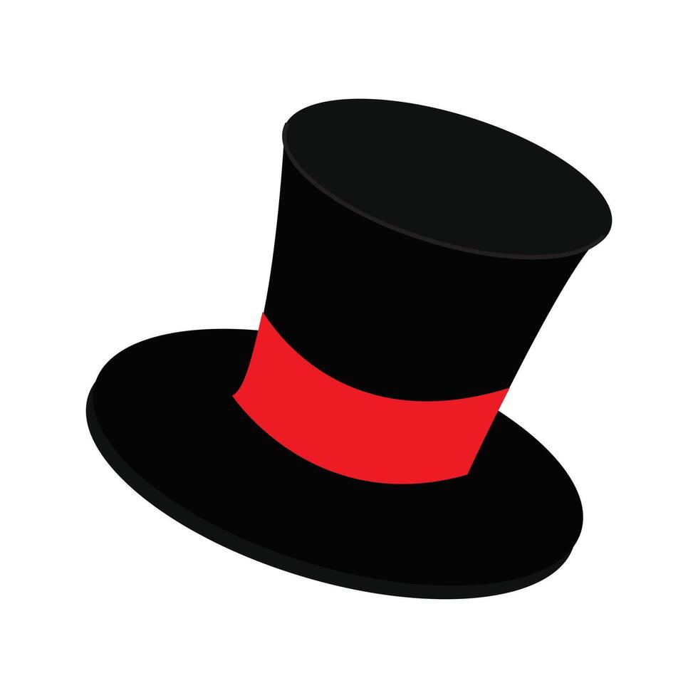 Black Magician Cylinder Top Hat With Red Ribbon Icon vector