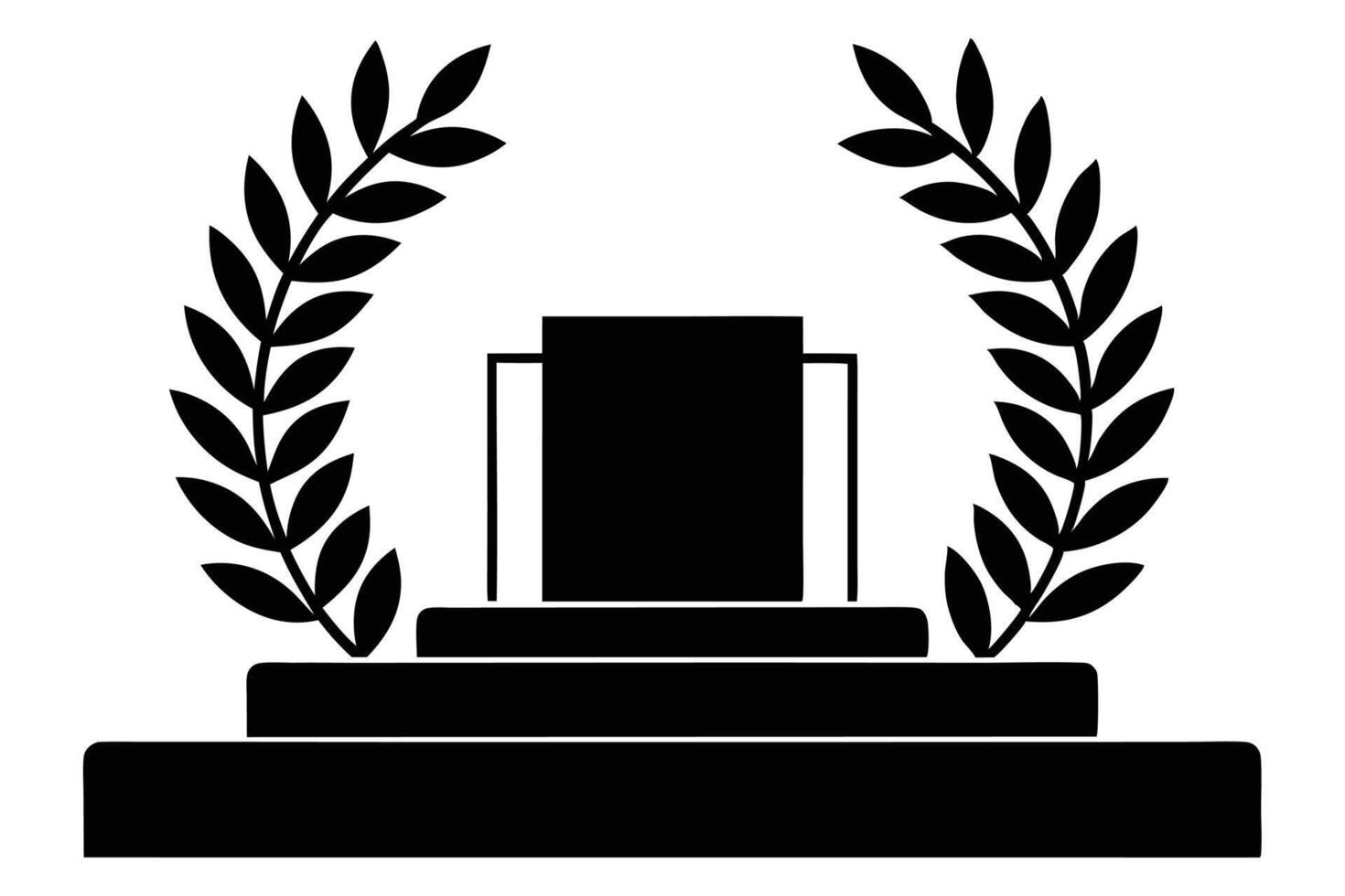 award ceremony podium with laurel wreath silhouette vector