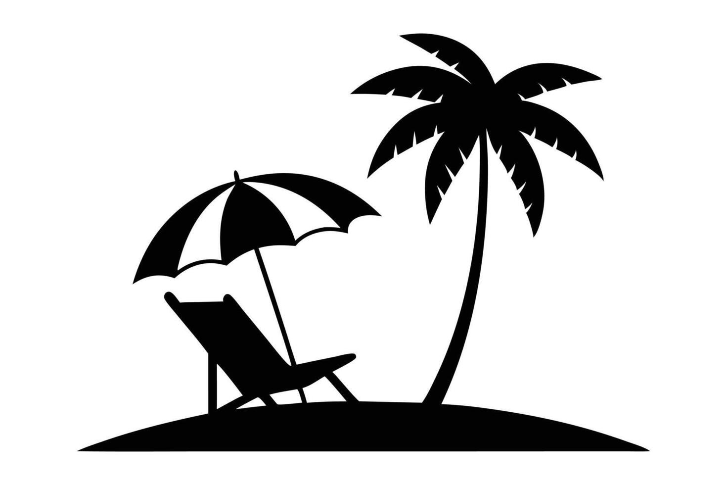 Beach Chair with palm tree silhouette illustration vector