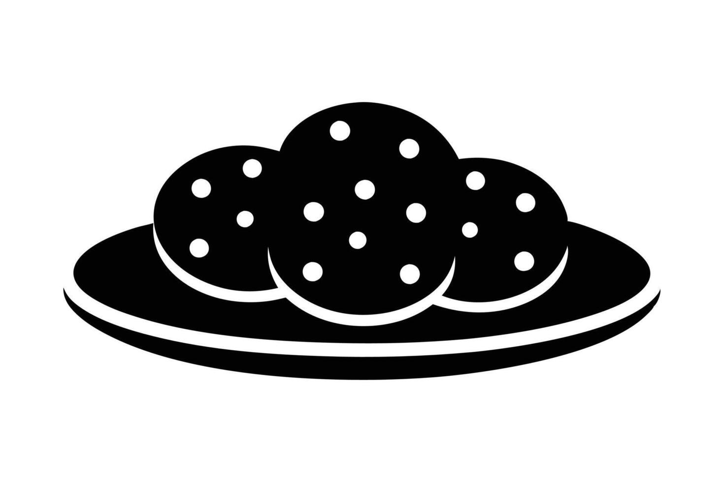Chocolate cookies on a plate silhouette illustration vector