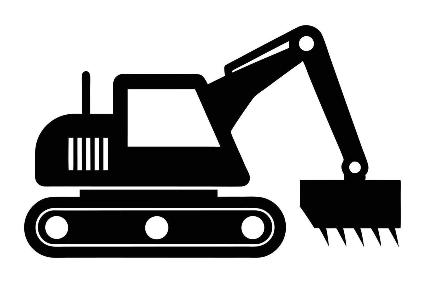 excavator silhouette illustration on white background vector