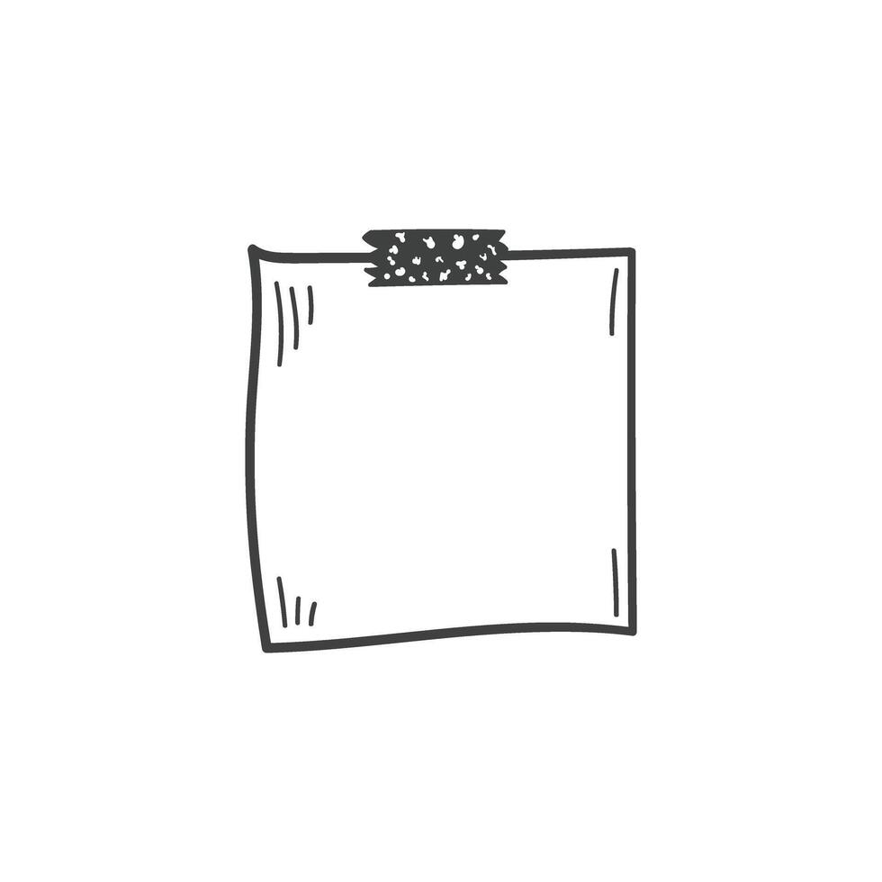 Hand drawn memo paper sheet icon in flat style. Doodle sketch illustration on isolated background. Doodle page sign business concept. vector